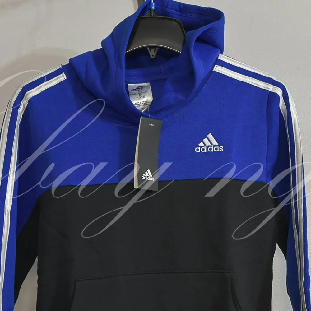 Adidas Boys'‎ Youth Pullover Fleece Hoodie BLUE/BLACK